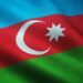 Closeup shot of the waving flag of Azerbaijan with interesting textures